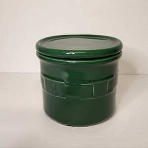 Longaberger Woven Tradition Pottery 1 Pint Salt Crock With Lid Forest Ivy Green